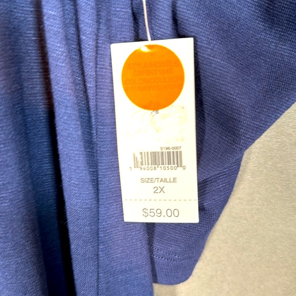 Lord & Taylor asymmetrical top, longs sleeve, blue, XXL, NWT - Picture 5 of 6